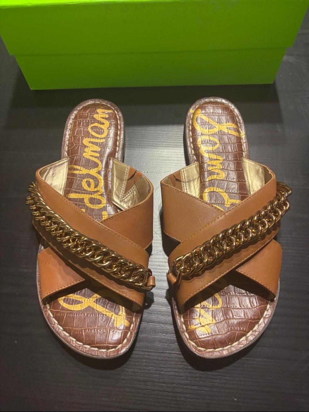 Sam Edelman Women's Gabrie Chain Crisscross Flat Sandals - Size 8.5 - Picture 1 of 8
